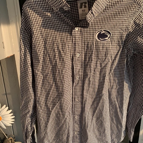 Penn State Button down shirt Russell Athletics College men Med blue white checks - Picture 7 of 10